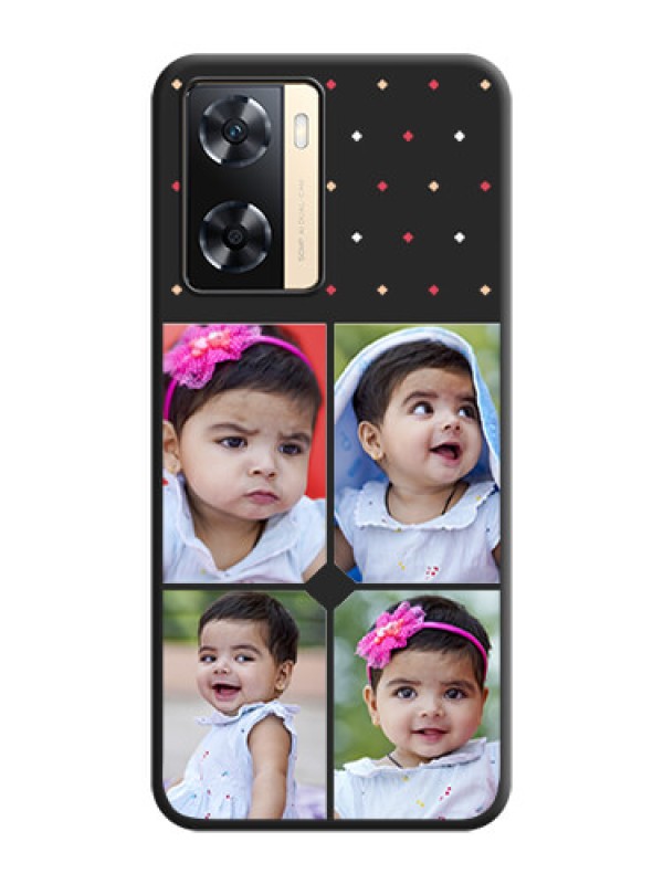 Custom Multicolor Dotted Pattern with 4 Image Holder on Space Black Custom Soft Matte Phone Cases - Oppo A77 4G