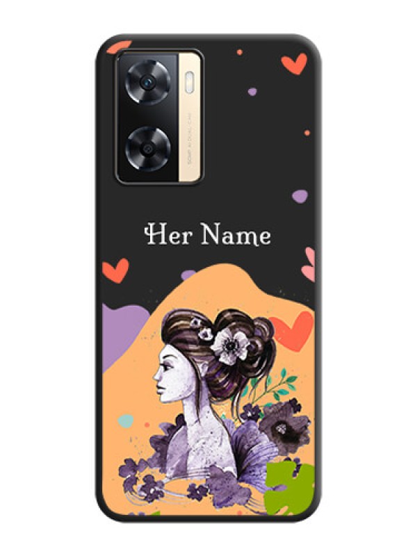 Custom Namecase For Her With Fancy Lady Image On Space Black Personalized Soft Matte Phone Covers -Oppo A77 4G