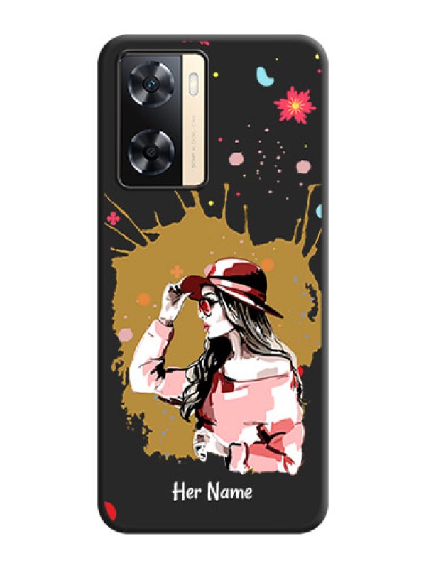 Custom Mordern Lady With Color Splash Background With Custom Text On Space Black Personalized Soft Matte Phone Covers -Oppo A77 4G