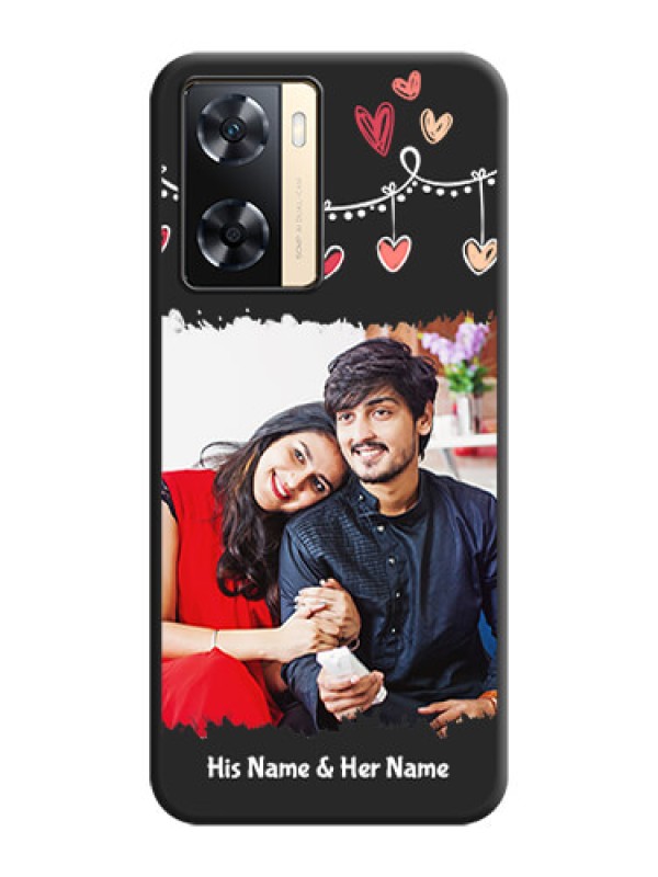 Custom Pink Love Hangings with Name on Space Black Custom Soft Matte Phone Cases - Oppo A77s