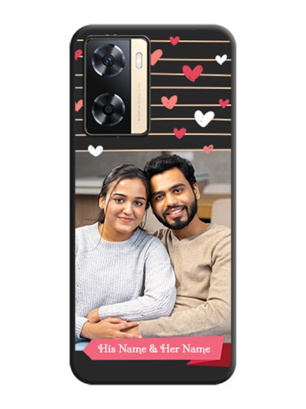 Custom Love Pattern with Name on Pink Ribbon  on Photo on Space Black Soft Matte Back Cover - Oppo A77s
