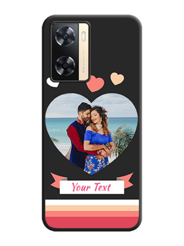 Custom Love Shaped Photo with Colorful Stripes on Personalised Space Black Soft Matte Cases - Oppo A77s