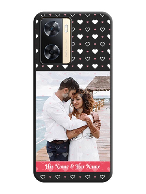 Custom White Color Love Symbols with Text Design on Photo on Space Black Soft Matte Phone Cover - Oppo A77s