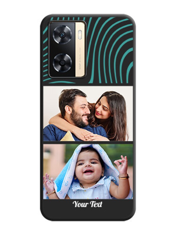 Custom Wave Pattern with 2 Image Holder on Space Black Personalized Soft Matte Phone Covers - Oppo A77s