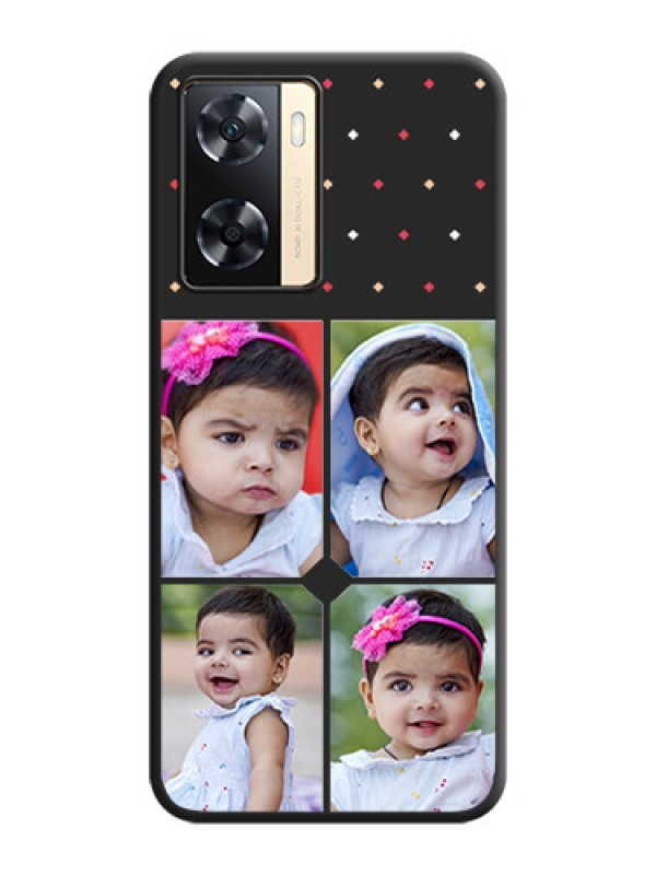 Custom Multicolor Dotted Pattern with 4 Image Holder on Space Black Custom Soft Matte Phone Cases - Oppo A77s