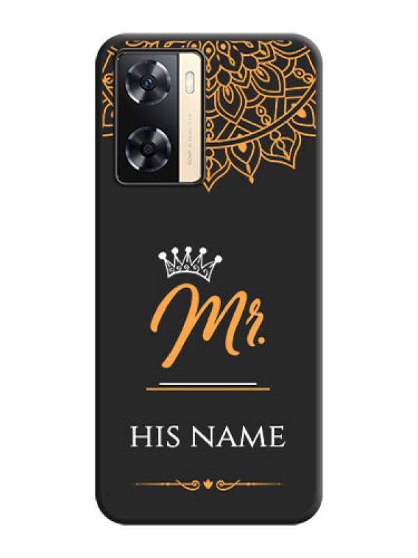 Custom Mr Name with Floral Design  on Personalised Space Black Soft Matte Cases - Oppo A77s