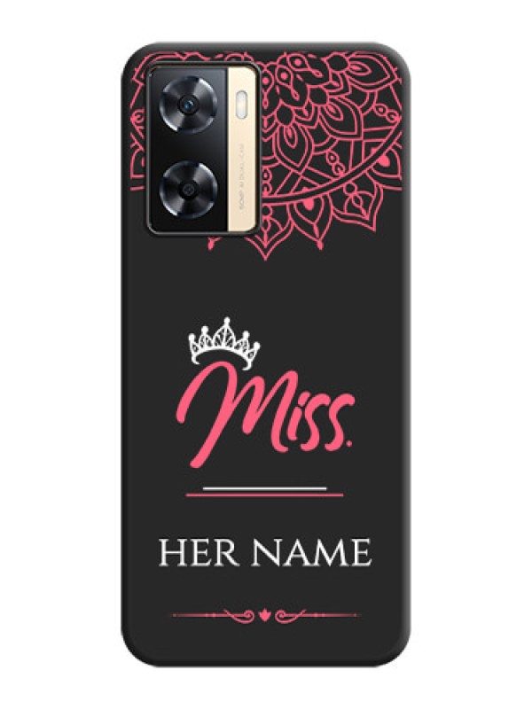 Custom Mrs Name with Floral Design on Space Black Personalized Soft Matte Phone Covers - Oppo A77s