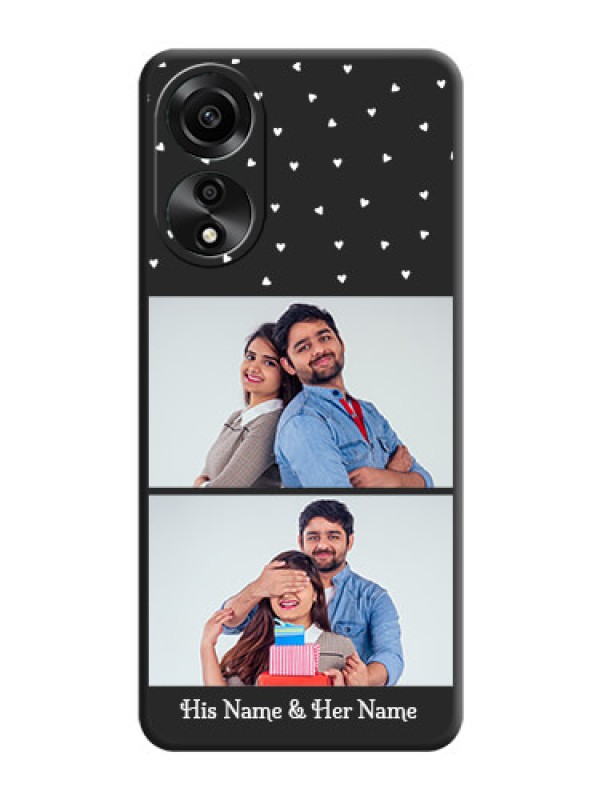 Custom Miniature Love Symbols with Name on Space Black Custom Soft Matte Back Cover - Oppo A78 4G
