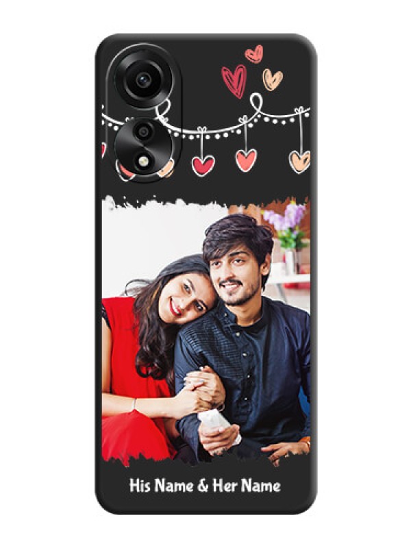 Custom Pink Love Hangings with Name on Space Black Custom Soft Matte Phone Cases - Oppo A78 4G