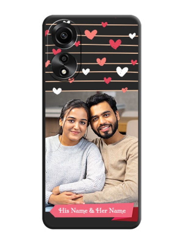 Custom Love Pattern with Name on Pink Ribbon - Photo on Space Black Soft Matte Back Cover - Oppo A78 4G
