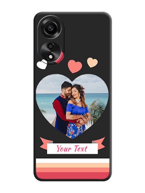 Custom Love Shaped Photo with Colorful Stripes on Personalised Space Black Soft Matte Cases - Oppo A78 4G