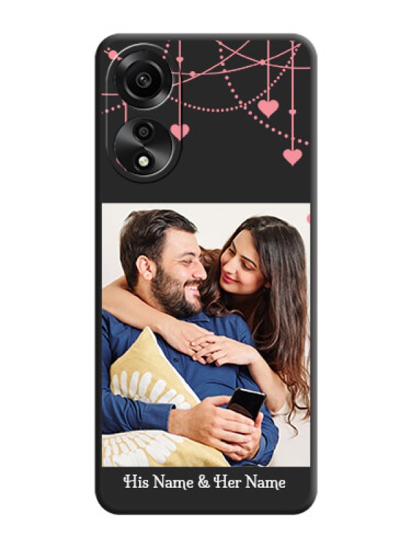Custom Pink Love Hangings with Text on Space Black Custom Soft Matte Back Cover - Oppo A78 4G