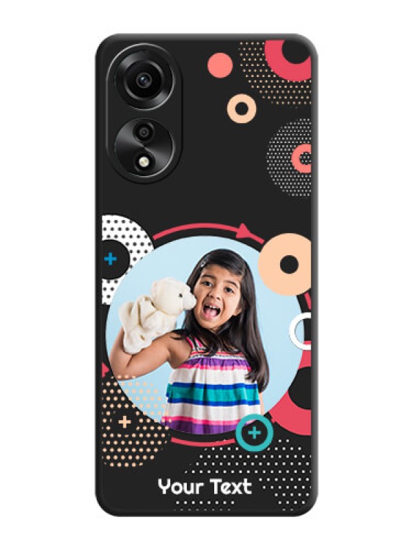 Custom Multicoloured Round Image on Personalised Space Black Soft Matte Cases - Oppo A78 4G