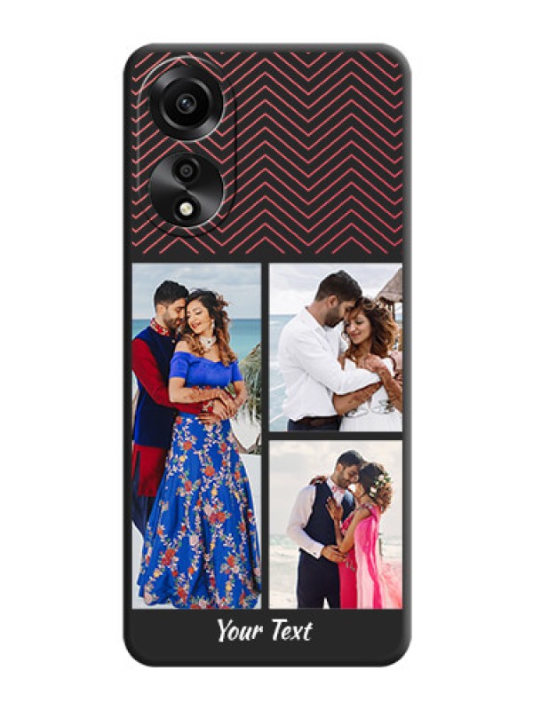 Custom Wave Pattern with 3 Image Holder on Space Black Custom Soft Matte Back Cover - Oppo A78 4G
