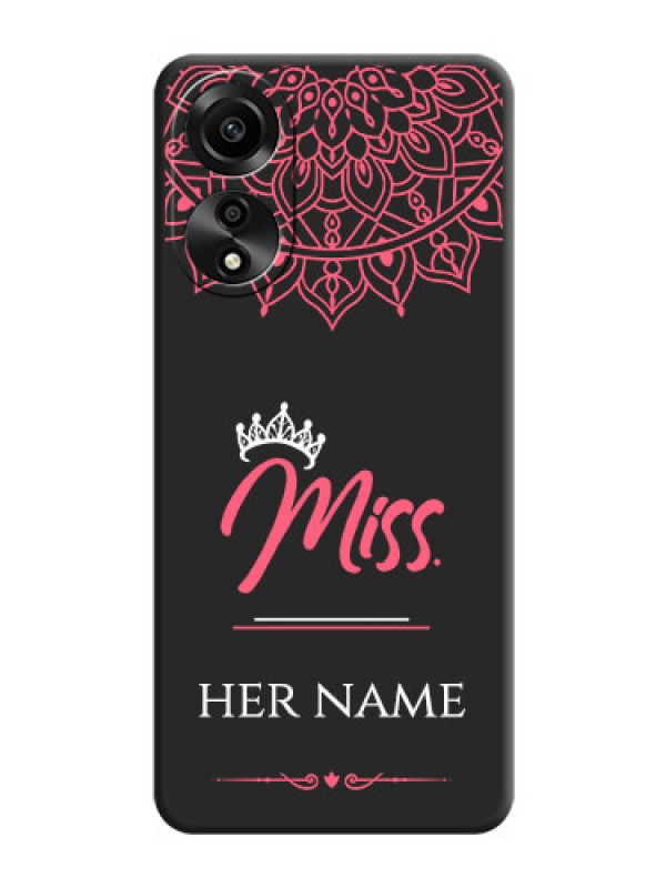 Custom Mrs Name with Floral Design on Space Black Personalized Soft Matte Phone Covers - Oppo A78 4G