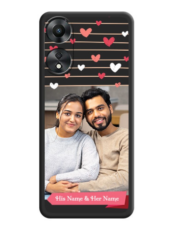 Custom Love Pattern with Name on Pink Ribbon  on Photo on Space Black Soft Matte Back Cover - Oppo A78 5G