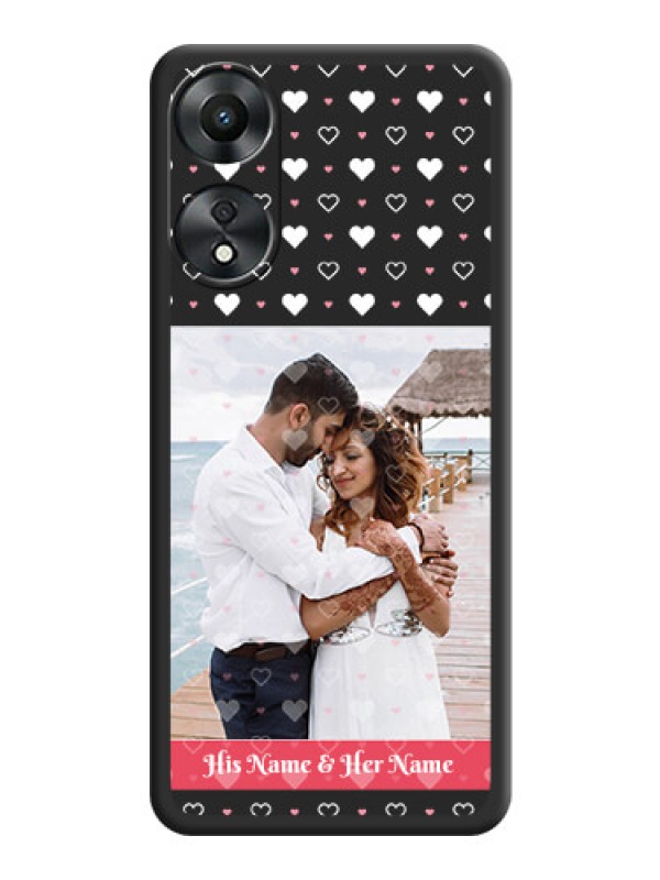 Custom White Color Love Symbols with Text Design on Photo on Space Black Soft Matte Phone Cover - Oppo A78 5G