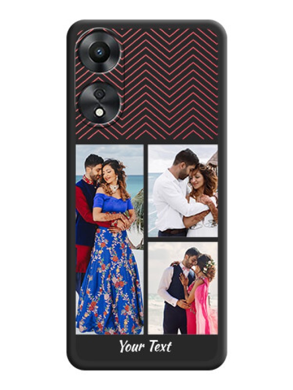 Custom Wave Pattern with 3 Image Holder on Space Black Custom Soft Matte Back Cover - Oppo A78 5G