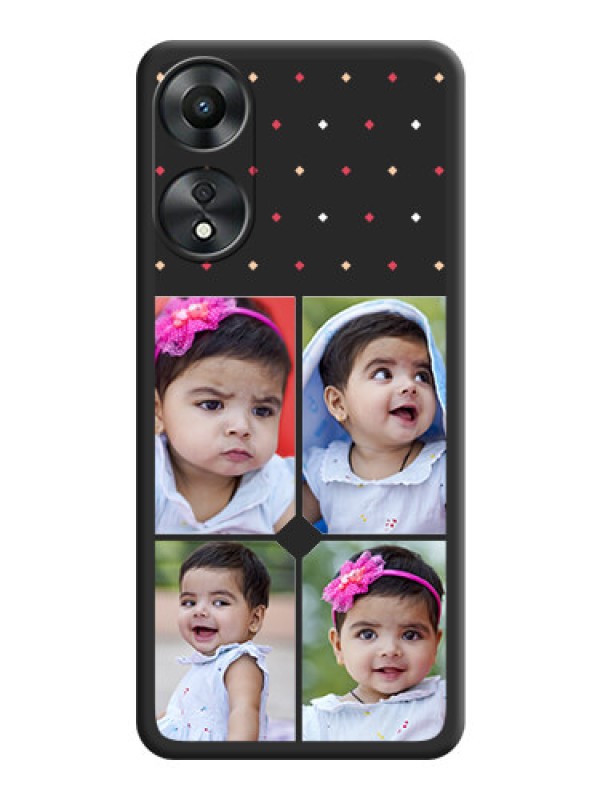 Custom Multicolor Dotted Pattern with 4 Image Holder on Space Black Custom Soft Matte Phone Cases - Oppo A78 5G