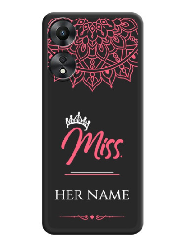 Custom Mrs Name with Floral Design on Space Black Personalized Soft Matte Phone Covers - Oppo A78 5G