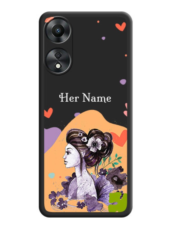 Custom Namecase For Her With Fancy Lady Image On Space Black Personalized Soft Matte Phone Covers -Oppo A78 5G