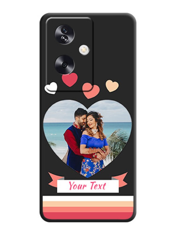 Custom Love Shaped Photo with Colorful Stripes On Space Black Custom Soft Matte Mobile Back Cover - Oppo A79 5G