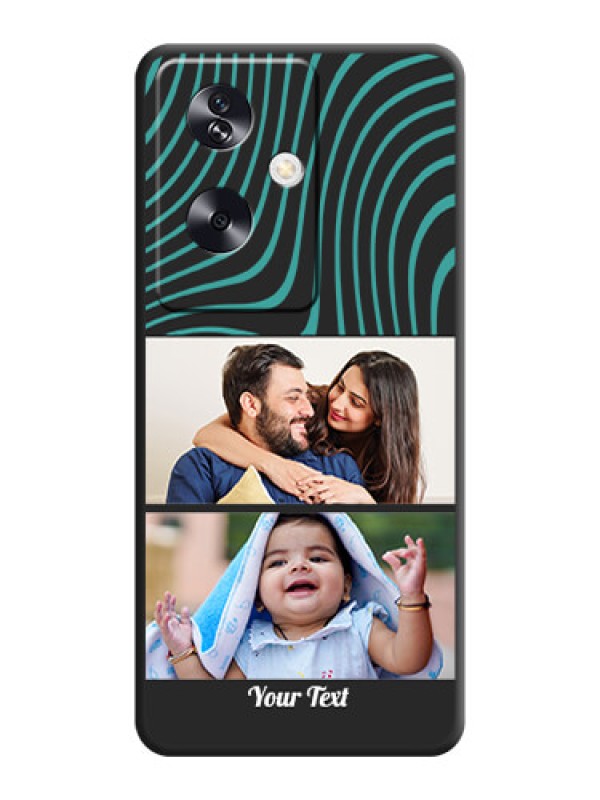 Custom Wave Pattern with 2 Image Holder On Space Black Custom Soft Matte Mobile Back Cover - Oppo A79 5G