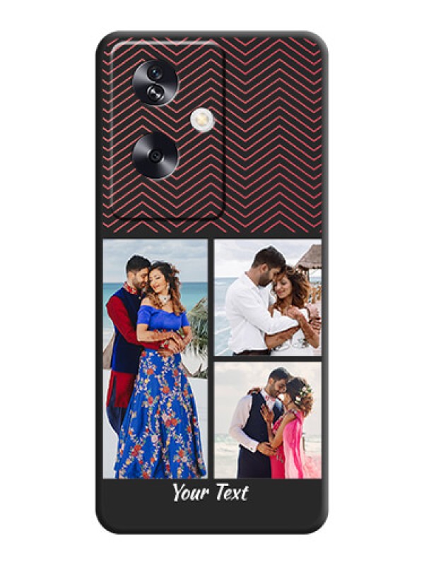 Custom Wave Pattern with 3 Image Holder On Space Black Custom Soft Matte Mobile Back Cover - Oppo A79 5G