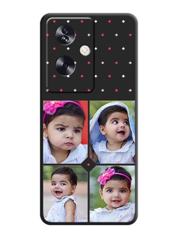 Custom Multicolor Dotted Pattern with 4 Image Holder On Space Black Custom Soft Matte Mobile Back Cover - Oppo A79 5G