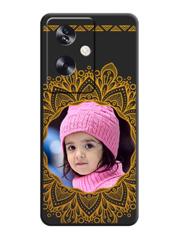 Custom Round Image with Floral Design On Space Black Custom Soft Matte Mobile Back Cover - Oppo A79 5G