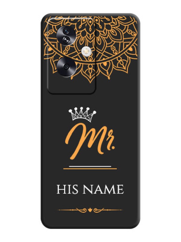 Custom Mr Name with Floral Design On Space Black Custom Soft Matte Mobile Back Cover - Oppo A79 5G