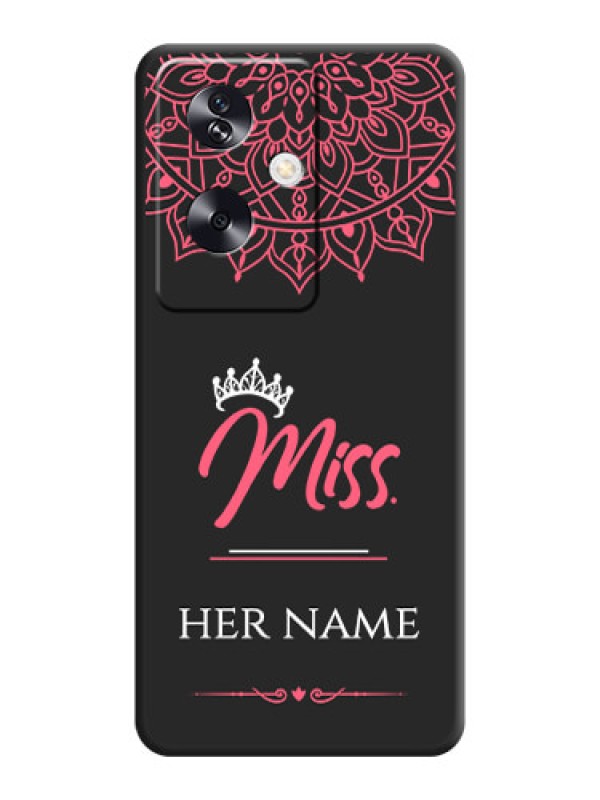 Custom Mrs Name with Floral Design On Space Black Custom Soft Matte Mobile Back Cover - Oppo A79 5G