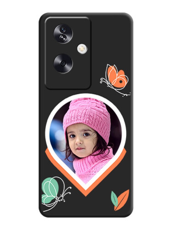 Custom Upload Pic With Simple Butterly Design On Space Black Custom Soft Matte Mobile Back Cover - Oppo A79 5G