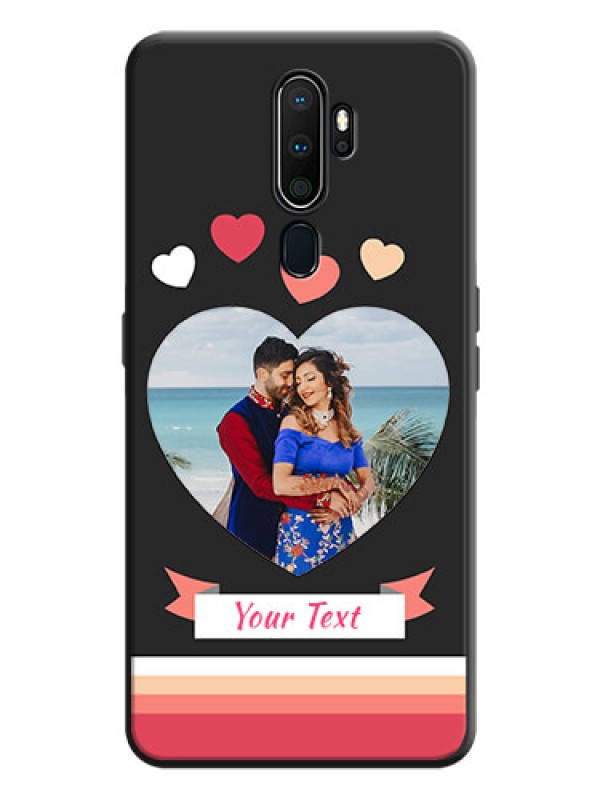 Custom Love Shaped Photo with Colorful Stripes on Personalised Space Black Soft Matte Cases - Oppo A9 2020