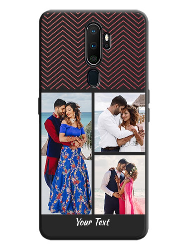 Custom Wave Pattern with 3 Image Holder on Space Black Custom Soft Matte Back Cover - Oppo A9 2020