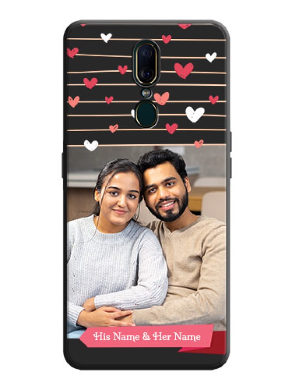 Custom Love Pattern with Name on Pink Ribbon  on Photo on Space Black Soft Matte Back Cover - Oppo A9