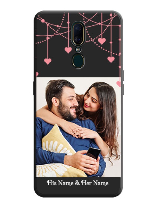 Custom Pink Love Hangings with Text on Space Black Custom Soft Matte Back Cover - Oppo A9