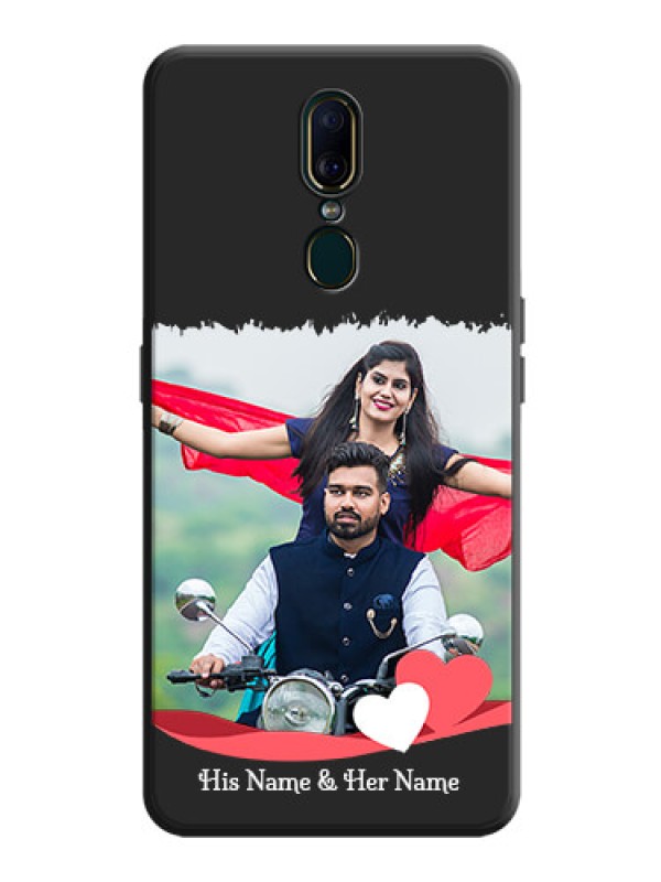 Custom Pin Color Love Shaped Ribbon Design with Text on Space Black Custom Soft Matte Phone Back Cover - Oppo A9