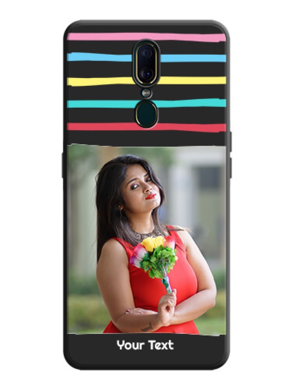 Custom Multicolor Lines with Image on Space Black Personalized Soft Matte Phone Covers - Oppo A9