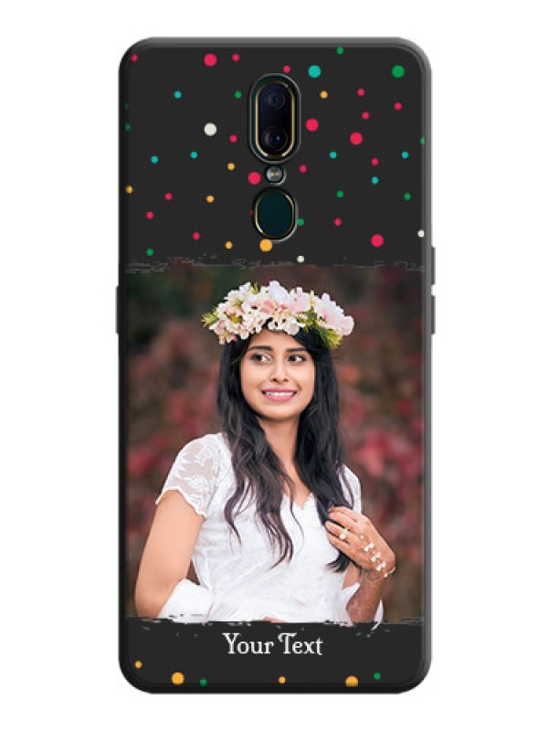 Custom Multicolor Dotted Pattern with Text on Space Black Custom Soft Matte Phone Back Cover - Oppo A9