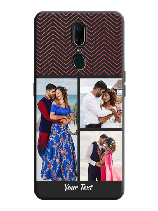 Custom Wave Pattern with 3 Image Holder on Space Black Custom Soft Matte Back Cover - Oppo A9