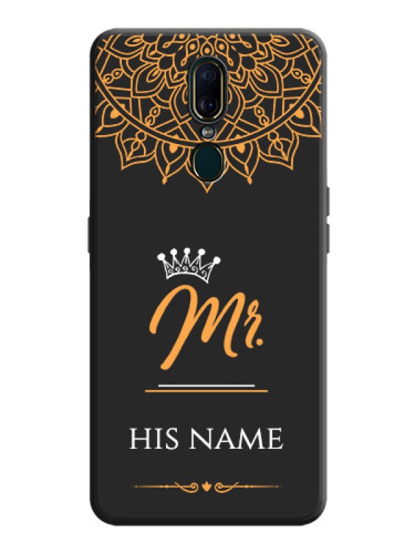 Custom Mr Name with Floral Design  on Personalised Space Black Soft Matte Cases - Oppo A9