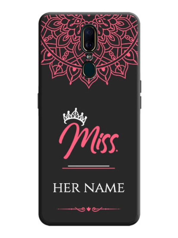 Custom Mrs Name with Floral Design on Space Black Personalized Soft Matte Phone Covers - Oppo A9