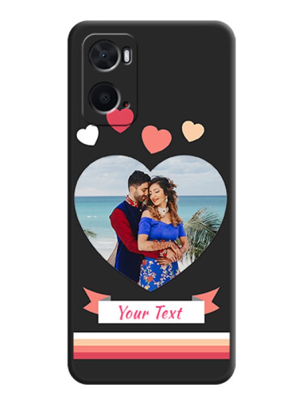 Custom Love Shaped Photo with Colorful Stripes on Personalised Space Black Soft Matte Cases - Oppo A96