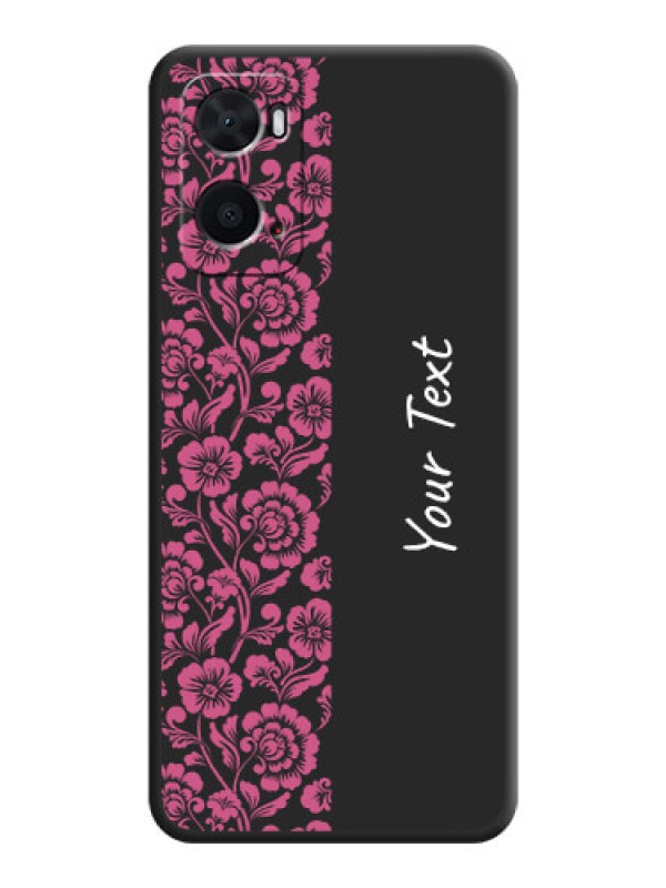 Custom Pink Floral Pattern Design With Custom Text On Space Black Personalized Soft Matte Phone Covers -Oppo A96