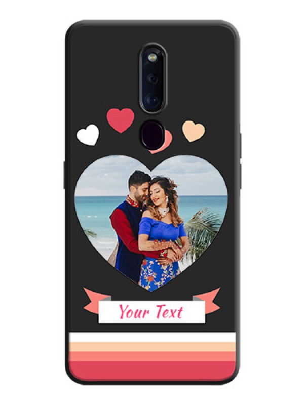 Custom Love Shaped Photo with Colorful Stripes on Personalised Space Black Soft Matte Cases - Oppo F11 Pro