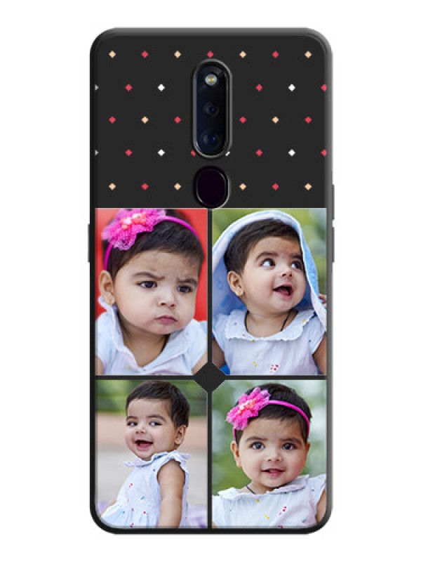 Custom Multicolor Dotted Pattern with 4 Image Holder on Space Black Custom Soft Matte Phone Cases - Oppo F11 Pro