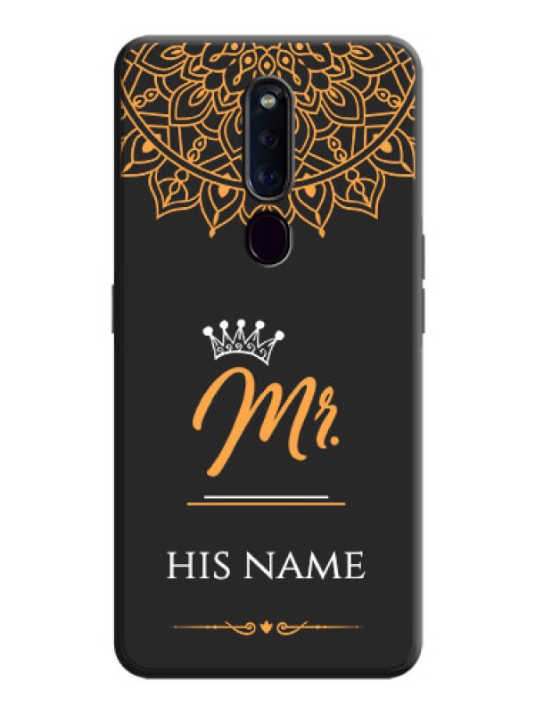 Custom Mr Name with Floral Design  on Personalised Space Black Soft Matte Cases - Oppo F11 Pro