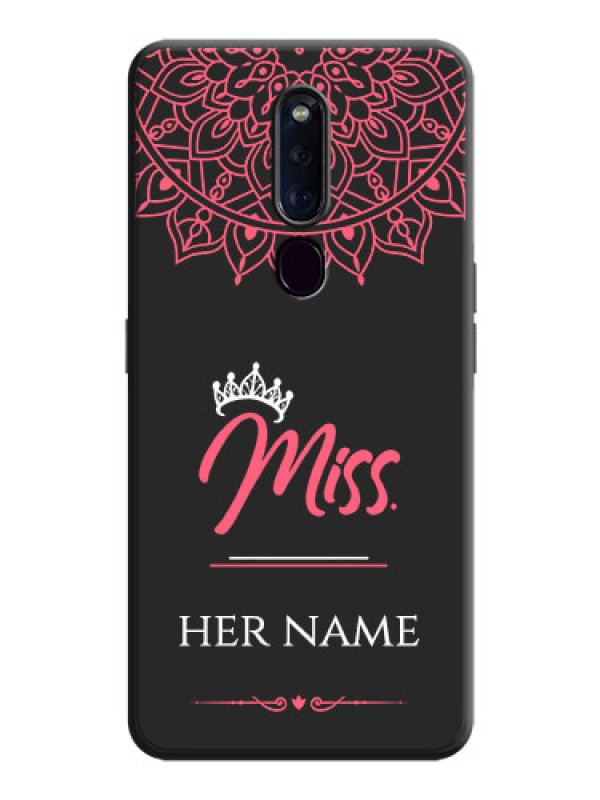 Custom Mrs Name with Floral Design on Space Black Personalized Soft Matte Phone Covers - Oppo F11 Pro