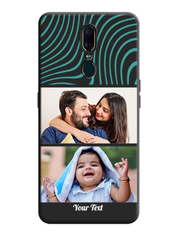Custom Wave Pattern with 2 Image Holder on Space Black Personalized Soft Matte Phone Covers - Oppo F11